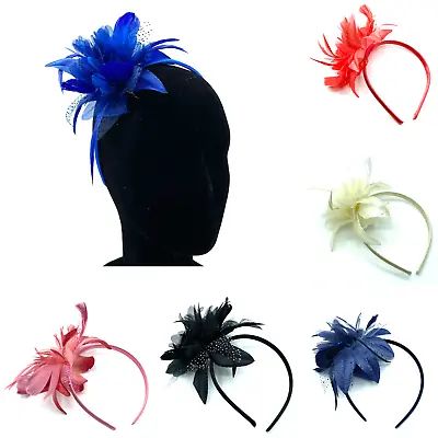 Feather Aliceband Fascinator Headband Weddings Ladies Day Race Royal Ascot • £8.99