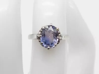 Antique 1920 $8000 Certified Ceylon Blue NO HEAT Sapphire Platinum Filigree Ring • $2150