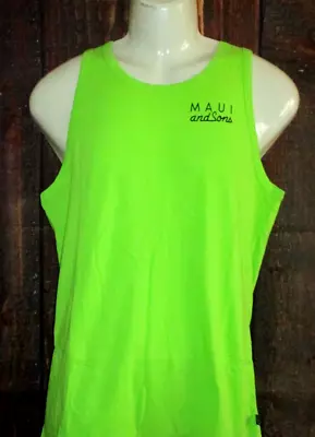 Mens Maui & Sons Neon Green Tank Top T-shirt Size M • $19.90