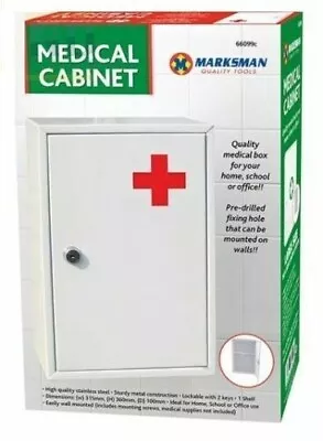  Wall Mount First Aid Medical Medicine Metal Steel Cabinet Box Lockable Case Box • £14.79