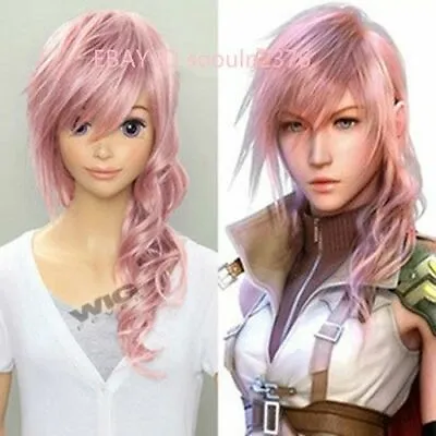 Final Fantasy XIII 13 Lightning Long Pink Cosplay Fashion Hair Wig • £16.20