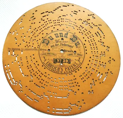 ORGAN Disc Ariston Organette Cardboard Disc Home Street Organ Spieldose #0206 • $79