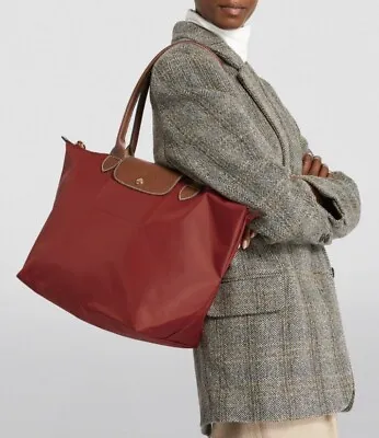 Longchamp Le Pliage Large Nylon Tote Shoulder Bag Red • $61