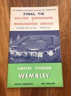 £3.95 • Buy Bolton Wanderers V Manchester United 1958 Fa Cup Final Programme Mint Sale Look