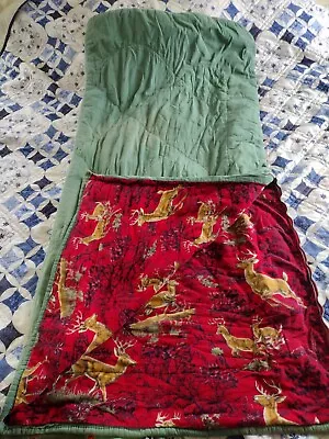 Lot Of 2 Vintage Coleman Sleeping Bag Red Flannel Interior With Deer & OEM Boxes • $225