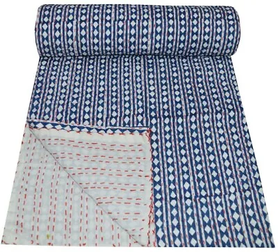 £39.69 • Buy Indian Kantha Quilt Bedspread Bedding Throw Cotton Blanket Dots Print Handmade 