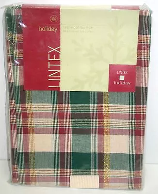 Lintex Holiday Tablecloth ~ Metallic Plaid ~ 52  X 52  Square **NEW** • $11.99