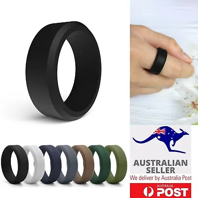 New Silicone Rubber Ring 8mm Bands Flexible Comfortable Safe Work Sport Gym 1pc • $6.95