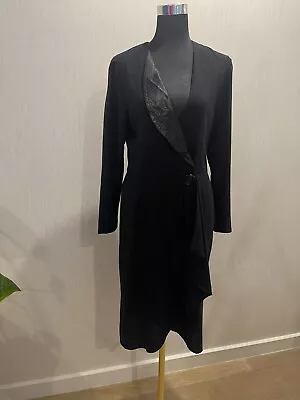 Vintage Black Tuxedo Wrap Dress Size 10 • $19.99