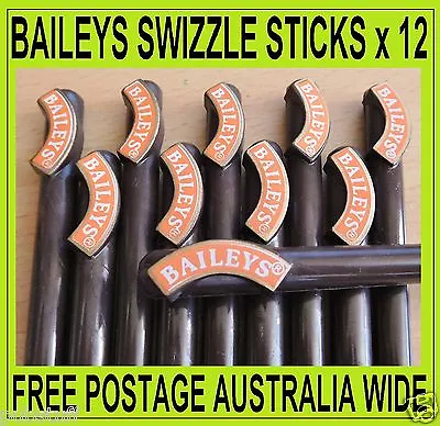 BAILEYS IRISH CREAM ~ 12 X SWIZZLE STICKS ~ FREE POSTAGE IN AUSTRALIA • $9