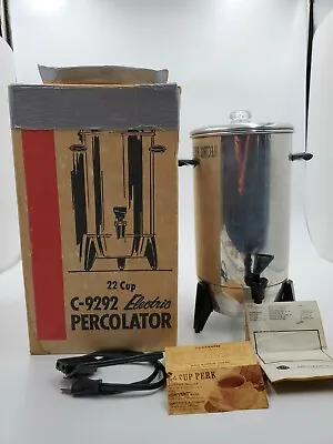 Mirro Aluminum 22 Cup Percolator Coffee Pot C-9292 Tested Works Made In USA 1967 • $26