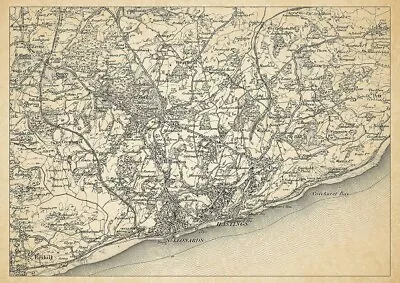 Old Map Environs Of Hastings Sussex -1898 • £15.99