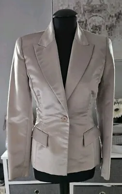 Warehouse Satin Mink Col Single Breasted Fitted Jacket/smart Suit Blazer Size 8 • £18