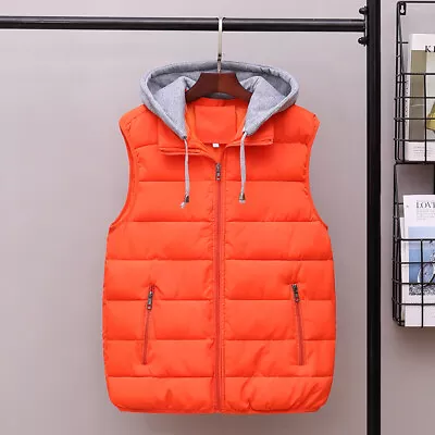 Men's Hooded Cotton Vest Outer Wear Warm Thickened Vest Waistcoat Jacket • $32.20