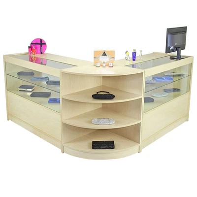 £574.99 • Buy Retail Counter Maple Shop Display Storage Cabinets Glass Shelves Showcase Orion