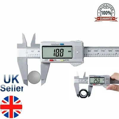 6'' LCD Digital Vernier Caliper Micrometer Measure Tool Gauge Ruler 150mm Silver • £4.39