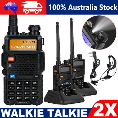 $44.45 • Buy Portable Walkie Talkie UV-5R III 2 Way Dual Band Radio UHF/VHF Earpiece Upgraded
