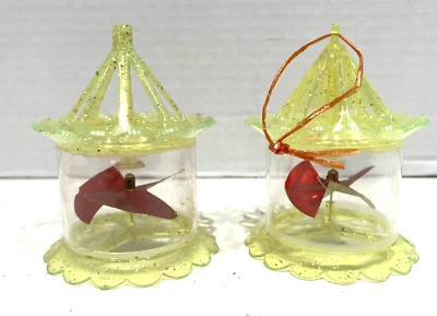$39.95 • Buy Vtg. Rare Birdcage Spinner Twinkler Christmas Ornament Lot/2 Yellow/red Mcm