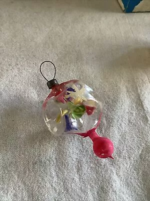 Vintage Handblown Blossom Indent Glass Christmas Tree Ornament Fragile Antique • $11.90