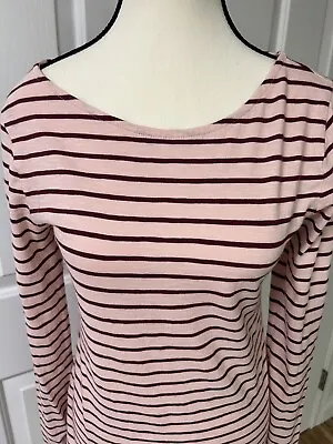 J. Crew Factory 100% Cotton Artist Tee Striped Pink Maroon Soft Medium B32 • $14