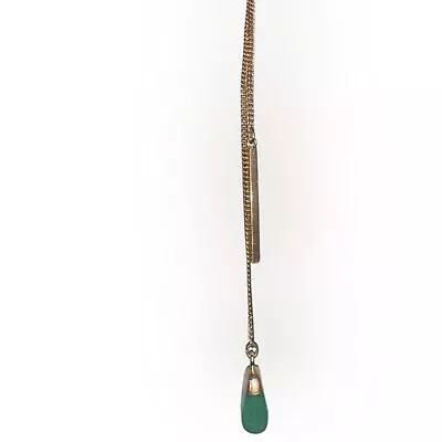 J. Crew Dainty Green Gem Gold Bar Drop Necklace  • $15