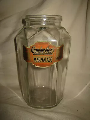 Grandmother's Brand Marmalade 2 Lb Hex Glass Jar W/ Label Whipple Natick MA • $100