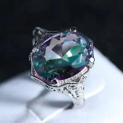 Genuine Rainbow Fire Mystic Topaz Ring 925 Sterling Silver Ring Fine Jewelry Rop • $7.99