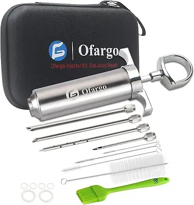 Ofargo 304-Stainless Steel Meat Injector Syringe Kit With 4 Marinade Needles ... • $26.95