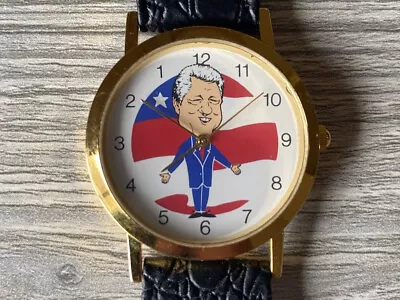 Vintage Bill Clinton Watch - Quartz - Looks Very Good - Untested- Runs Backwards • $14.99