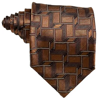 Vassari Geometric 100% SILK Men's Designer Bronze Tie 58  X 3.75  • $16.99