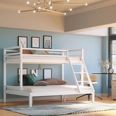 £172.99 • Buy Triple Bunk Bed 3ft Single Bed 4ft6 Double Solid Pine Wooden Triple Sleeper Beds