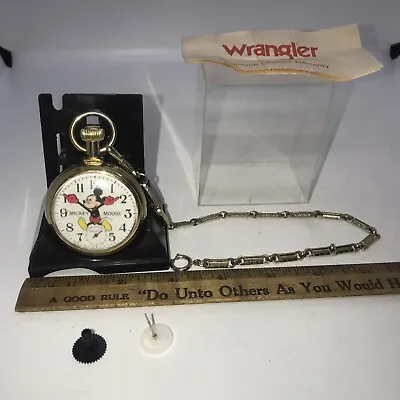 Vintage 1970s Bradley Disney Mickey Mouse Gold Train Pocket Watch • $59.99