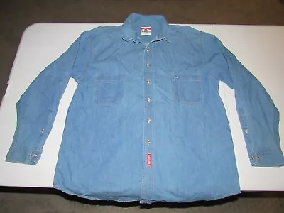 Marlboro Men's Blue Denim Jean Button Up Long Sleeve Shirt Size XL • $7.50