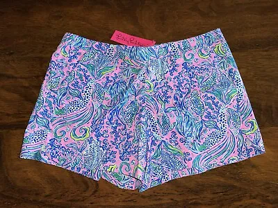 Lilly Pulitzer LARGE We Mermaid It OCEAN VIEW SHORTS Lilac Rose Pull-On 5  NWT • $69.50