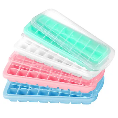 $6.99 • Buy HUMBEE, Soft Silicone Ice Cube Tray With PP Lid, BPA Free 24 Or 36 Cubes 