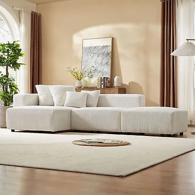 Modern L-Shaped Soft Corduroy Sectional Modular Sofa 3 Piece Set Living Room • $1242.63