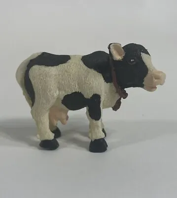 VINTAGE COW HOLSTEIN Dollhouse Miniature Calf Animal Farm House Resin Figurine • $9
