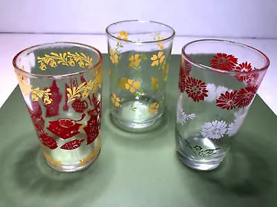 3 Vintage Swanky Swig Juice Glasses Red & Yellow MCM Midcentury Modern • $12