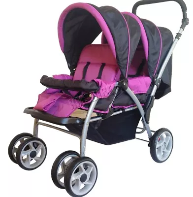 BABY-STROLLER-TANDEM-FH-TBS-01-PURPLE-D4Y - FoxHunter Baby Toddler Tandem Double • £85