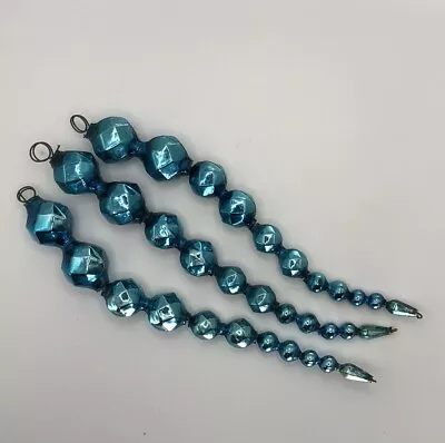 Vtg Blue Glass Bead Christmas Ornaments • $24.99