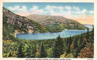 Postcard ME Mt Desert Island Valley Cove Somes Sound 1935 Linen Vintage PC H4449 • $3