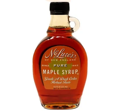 McLure's Grade A Dark Color Maple Syrup (6) 8.5 Oz Containers Free Shipping • $59.95