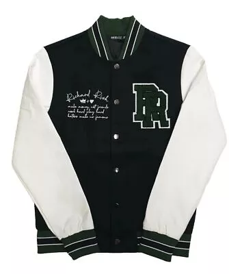 Mens Baseball Jacket Varsity College Sports Jacket Black • £30.12