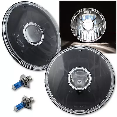 5-3/4  Black Projector Crystal Clear Glass Halogen Headlight Lamp Light Bulb Pr • $59.95