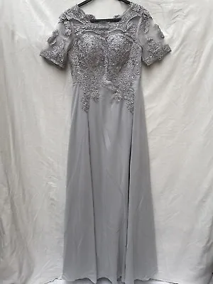 Wedding Guest Women Lace Applique Mother Of The Bride Dresses Sz 6 Silver • $9.99