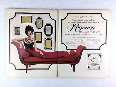 MAX FACTOR 1964 Vintage PRINT AD Regency Creme Puff Compacts Makeup - 2 Pages • $16.99