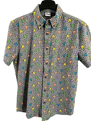 Disney-Mickey Mouse-Short Sleeve-Button Up-Small-MultiColored/sprinkles-90s Vibe • $34.99