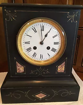 Antique French Japy Freres ? Belgian Black 'slate' Marble Mantle Clock • $85