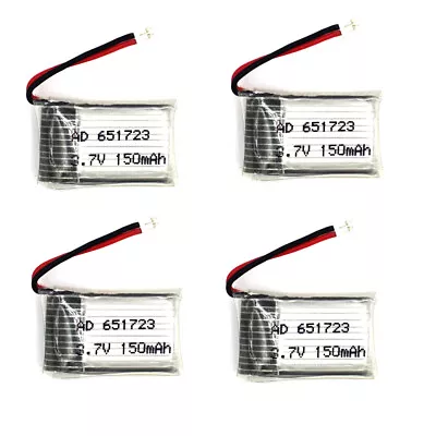 $24.78 • Buy 4PCS 3.7V 150mAh Lipolymer 651723 High Rate Battery PH1.25 For Drone RC X2