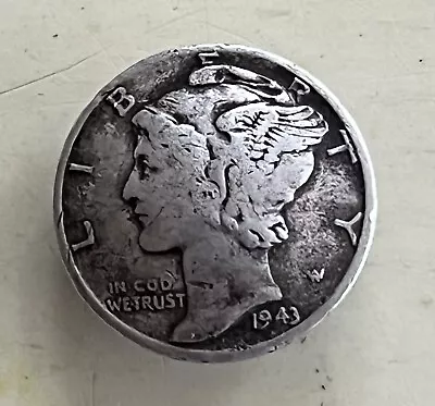 1943 Silver Mercury Head Dime Button Cover • $4.95